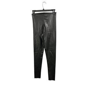 Joie Faux Leather Stretch Leggings Black Shiny Stretch Sz S PullOn Tummy Control
